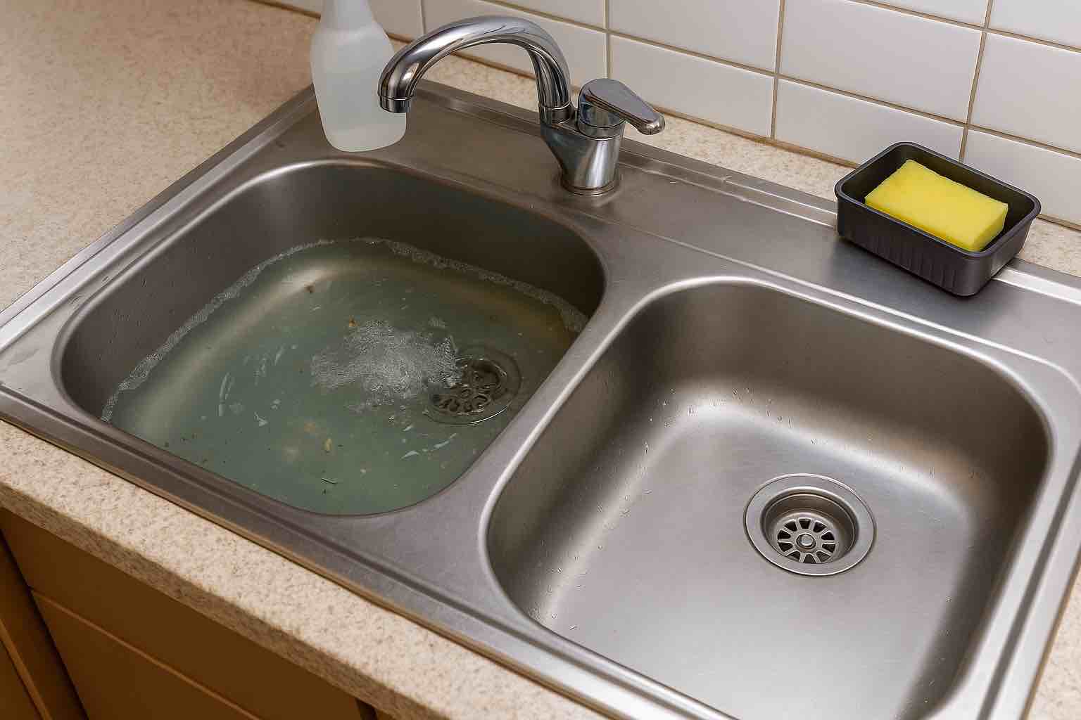Wasser steigt in der Spüle hoch wenn die Spülmaschine abpumpt – Küchenabfluss verstopft